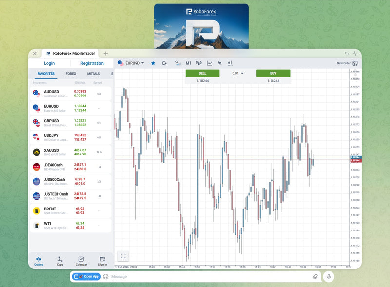 Direct Link to the Trading App in Telegram